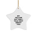 Funny Yellow Cat Star Ornament Gifts from Friends for Christmas Decorations, Yellow Cat And I Talk Shit About You - Image 1