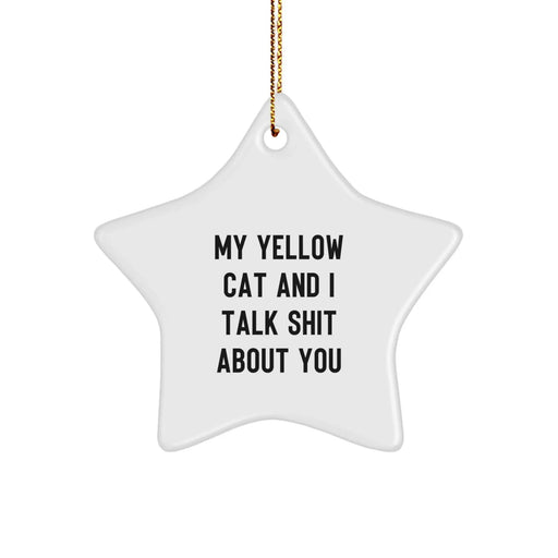 Funny Yellow Cat Star Ornament Gifts for Men and Women Friends Family - Yellow Cat Sayings Christmas Decorations - Image 1