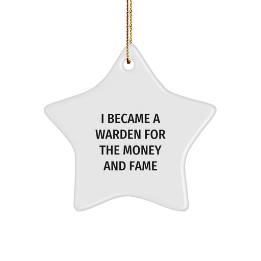 Funny Warden Star Ornament Gift for Men Women Friends Family Christmas - Image 1