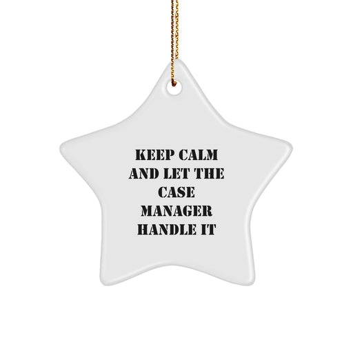 Funny Case Manager Gifts, Inspirational Star Ornament for Case Manager, Keep Calm and Let the Case Manager Handle It Christmas Unique Gifts from Friends - Image 1