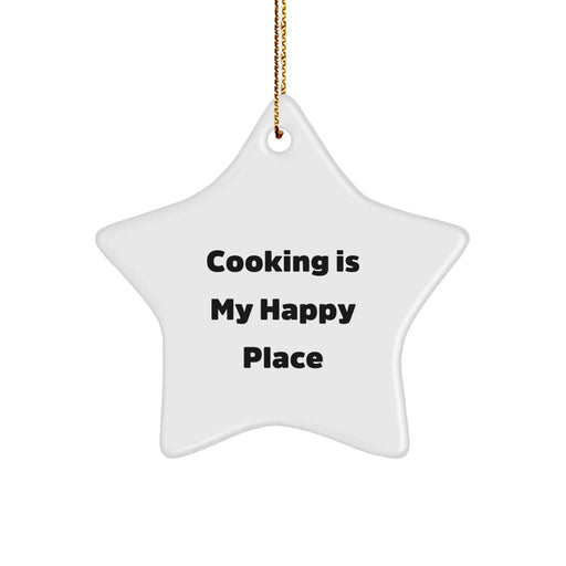 Cooking Gifts from Family - Star Ornament for Cooking Enthusiasts, Quoted 'Cooking Is My Happy Place', Christmas Unique Present - Image 1