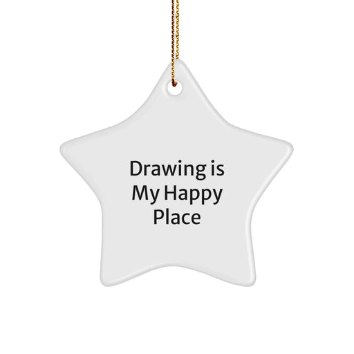 Drawing Is My Happy Place Funny Star Ornament Gifts from Family for Drawing Enthusiasts Christmas Unique Gifts - Image 1