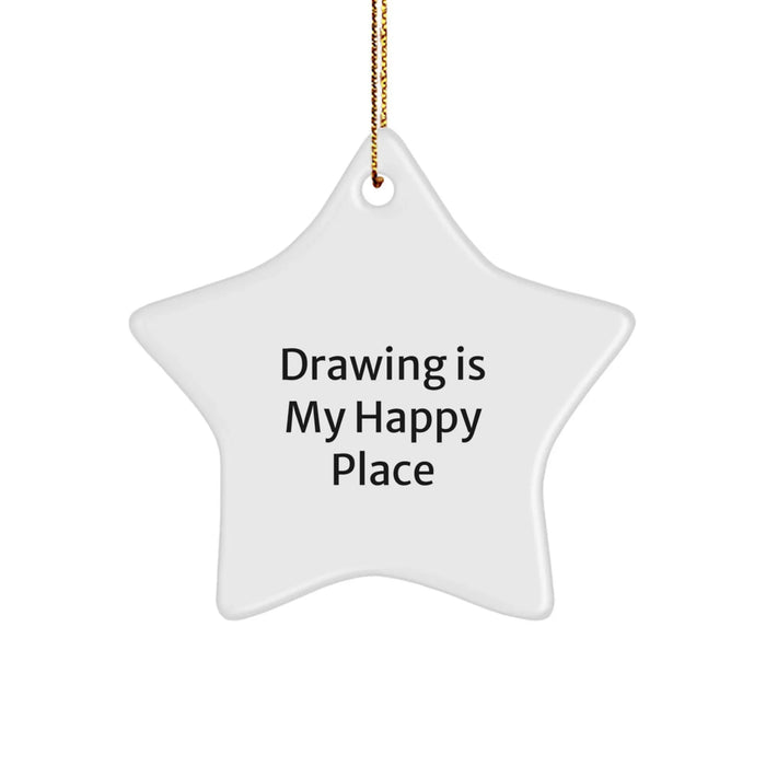 Drawing Is My Happy Place Funny Star Ornament Gifts from Family for Drawing Enthusiasts Christmas Unique Gifts - Image 1