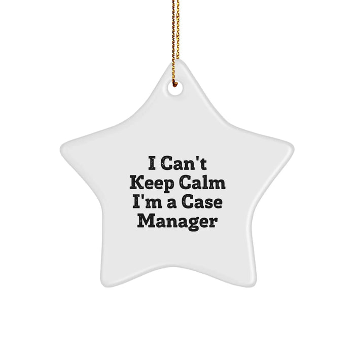 Funny Case Manager Gifts I Can't Keep Calm Star Ornament for Christmas Unique Gifts from Friends, Coworkers, Family, Case Manager Men, Women - Image 1