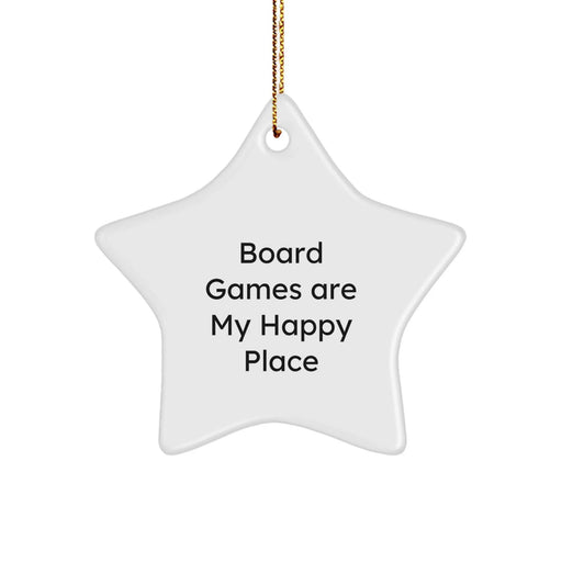 Funny Board Games Gifts from Family for Christmas - Star Ornament, 'Board Games Are My Happy Place' - Image 1