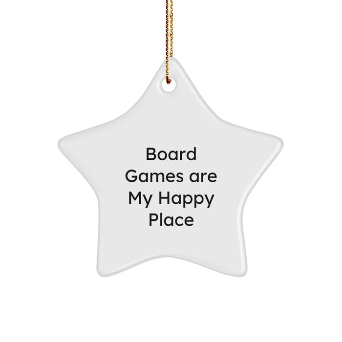Funny Board Games Gifts from Family for Christmas - Star Ornament, 'Board Games Are My Happy Place' - Image 1