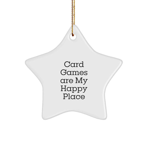 Card Games Star Ornament Gifts from Friends for Card Games Lovers - 'Card Games Are My Happy Place' Christmas Decor - Image 1