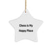 Chess Enthusiasts' Delight, 'Chess Is My Happy Place', White Star Ornament, Gifts for Men, Women, or Friends, Christmas Unique Gifts from Family - Image 1