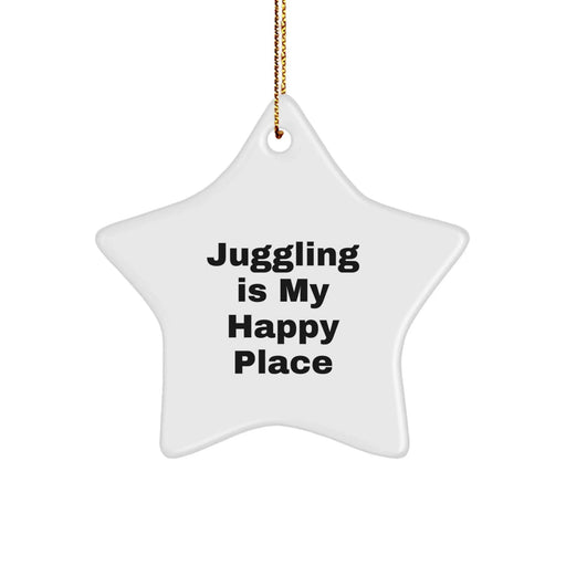 Funny Juggling Star Ornament for Juggling Enthusiasts Gifts from Friends and Family at Christmas Time, A 'Juggling Is My Happy Place' Motivational Star Decoration for Juggling Lovers - Image 1