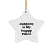 Funny Juggling Star Ornament for Juggling Enthusiasts Gifts from Friends and Family at Christmas Time, A 'Juggling Is My Happy Place' Motivational Star Decoration for Juggling Lovers - Image 1