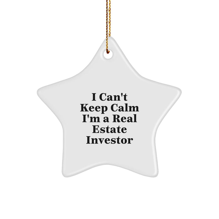 Funny Real Estate Investor Star Ornament Gifts from Friends for Real Estate Investor Men Christmas Unique Ornaments Inspired I Cant Keep Calm I'm A Real Estate Investor - Image 1