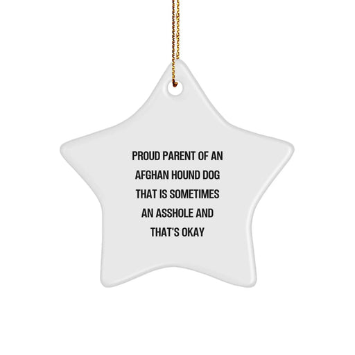 Funny Afghan Hound Dog Gifts for Men or Women, Star Ornament, 'Proud Parent Of An Afghan Hound Dog That Is Sometimes An Asshole And That's Okay' Christmas Unique Gifts from Parents - Image 1