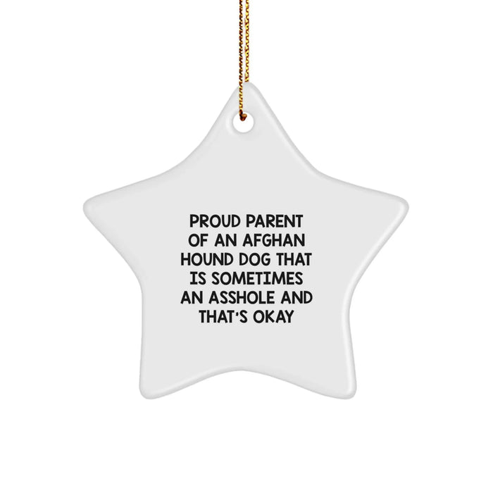 Funny Afghan Hound Dog Gifts for Christmas, Star Ornament with Proud Quote, Gifts from Friends to Family - Image 1