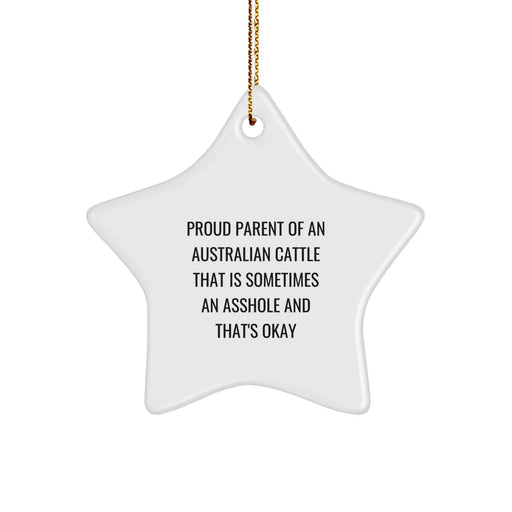 Funny Australian Cattle Dog Lover Gifts for Family - Star Ornament with Proud Parent Quote, Christmas Unique Gifts from Mom to Daughter - Image 1