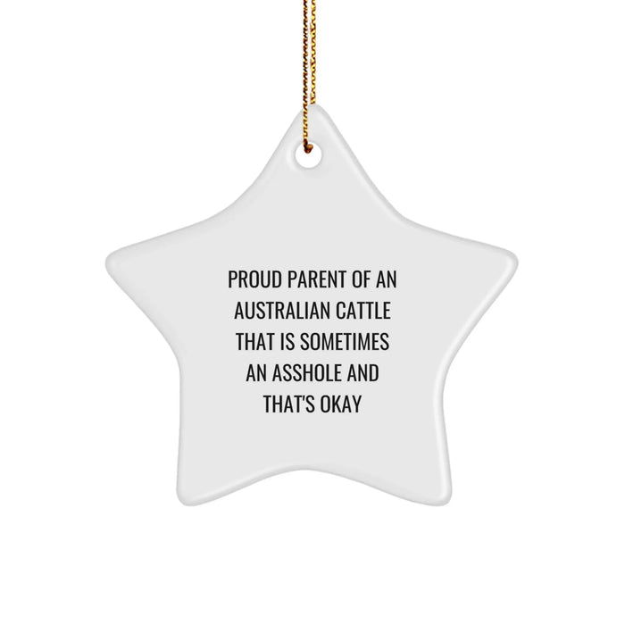 Funny Australian Cattle Dog Lover Gifts for Family - Star Ornament with Proud Parent Quote, Christmas Unique Gifts from Mom to Daughter - Image 1