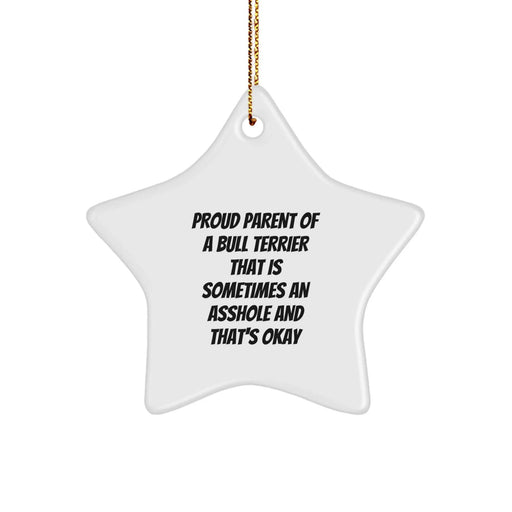 Funny Bull Terrier Dog Mom Gifts from Family, Proud Parent Star Ornament for Bull Terrier Dog Lovers at Christmas Time, Unique Gifts for Men, Women, Friends, Coworkers - Image 1