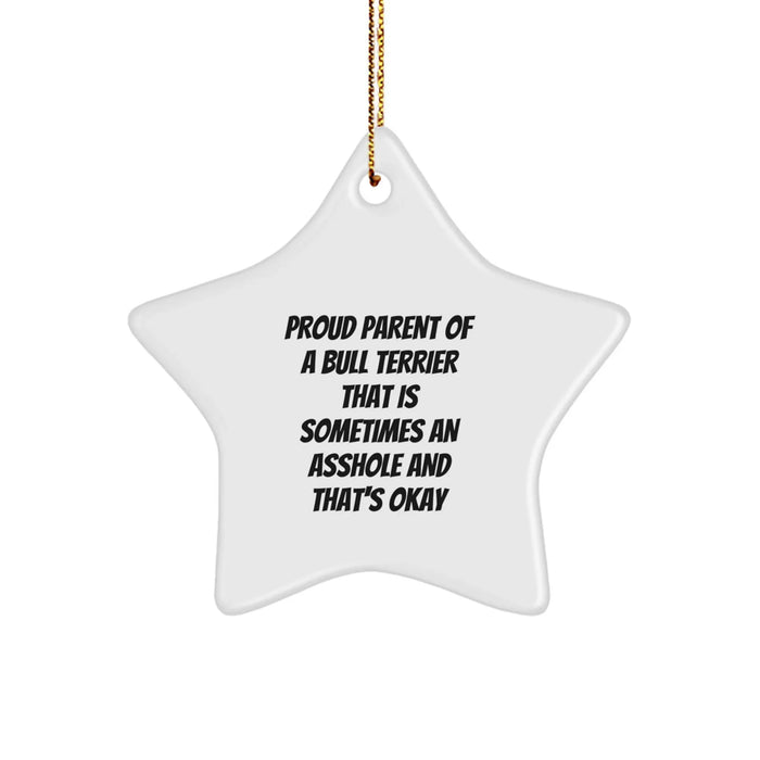 Funny Bull Terrier Dog Mom Gifts from Family, Proud Parent Star Ornament for Bull Terrier Dog Lovers at Christmas Time, Unique Gifts for Men, Women, Friends, Coworkers - Image 1