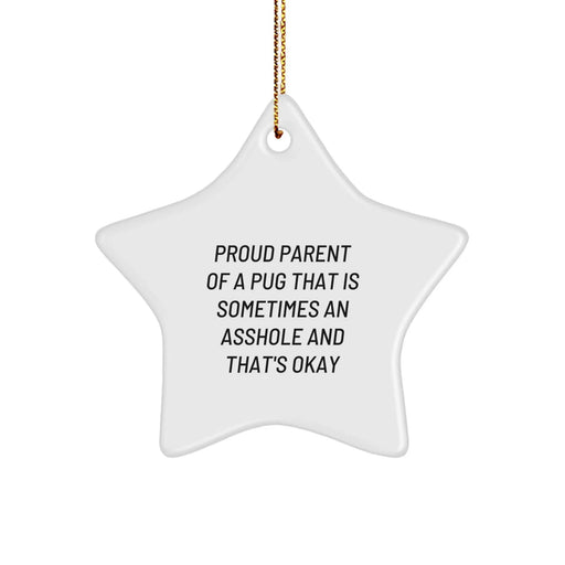 Funny Pug Dog Gifts for Men, Women, and Friends - Star Ornament with Proud Parent Humor - Christmas Unique Gifts from Family, Friends, and Loved Ones - Image 1