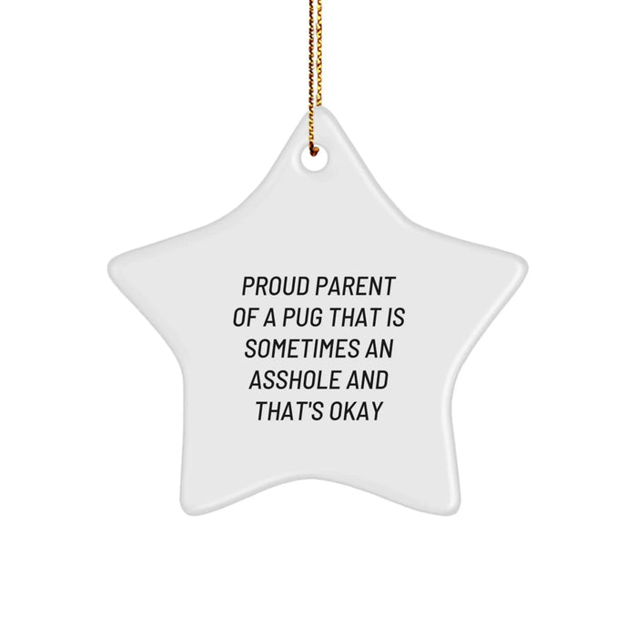 Funny Pug Dog Gifts for Men, Women, and Friends - Star Ornament with Proud Parent Humor - Christmas Unique Gifts from Family, Friends, and Loved Ones - Image 1