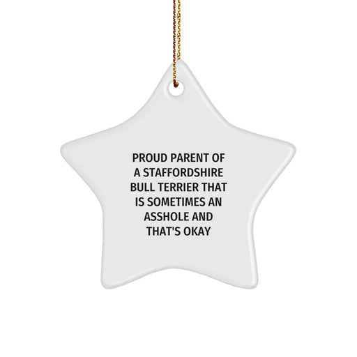 Funny Staffordshire Bull Terrier Dog Lover Gifts from Men - Gifts for Staffordshire Bull Terrier Dog Owners, Christmas Unique Gifts, Star Ornament, Proud Parent Quote - Image 1
