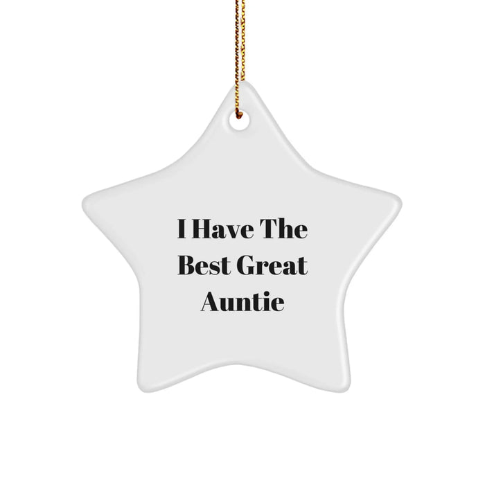 Funny Auntie Gifts from Family, 'I Have The Best Great Auntie' Star Ornament for Christmas, Unique Gifts for Auntie - Image 1