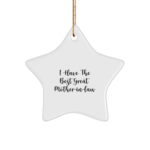 Funny Mom-in-law Gifts from Men for Christmas - 'I Have The Best Great Mom-in-law' Star Ornament, Perfect for Family or Coworkers - Image 1
