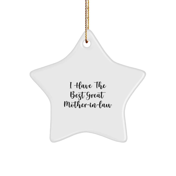 Funny Mom-in-law Gifts from Men for Christmas - 'I Have The Best Great Mom-in-law' Star Ornament, Perfect for Family or Coworkers - Image 1