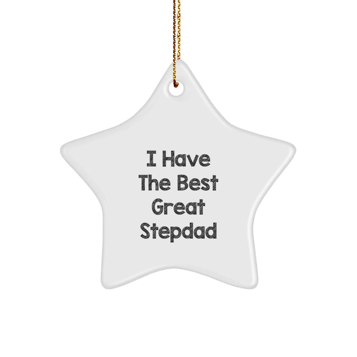 Funny Stepdad Gifts from Family, Great Stepdad Star Ornament for Christmas Unique Gifts - Image 1