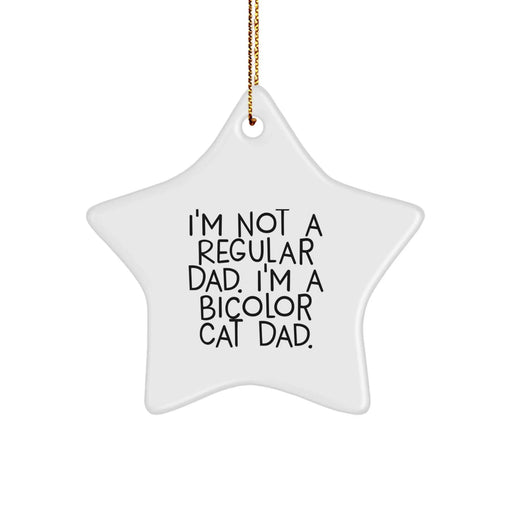 Bicolor Cat Dad Funny Christmas Star Ornament Gifts from Men to Bicolor Cat Lovers, Handmade Star Decoration for Home Office - Image 1