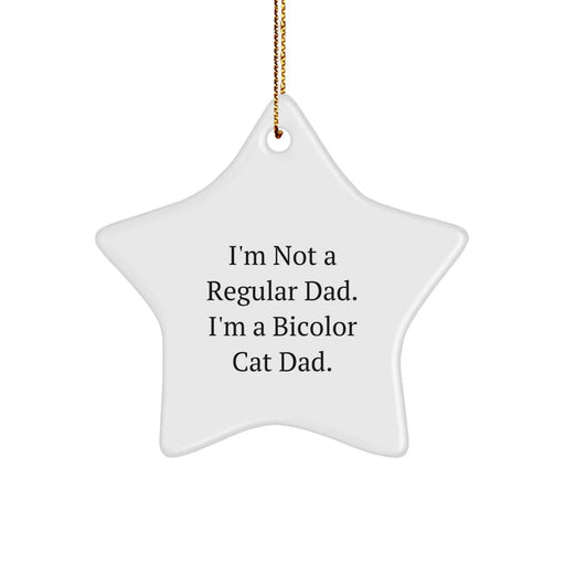 Bicolor Cat Star Ornament Funny Dad Gift for Men Friends Family Christmas Unique Decorations - Image 1