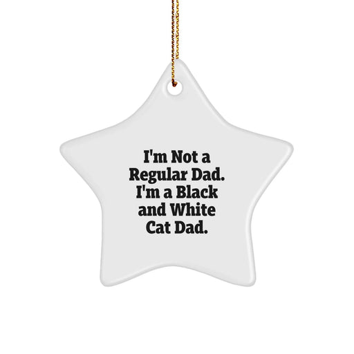 Funny Black and White Cat Dad Star Ornament Gift for Him from Men to Family and Friends - Image 1