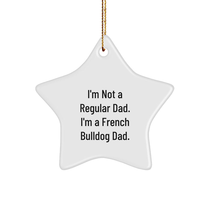 Funny French Bulldog Dad Gifts for Men from Family - French Bulldog Star Ornament, White Star Shaped Decorative Hanging - Image 1