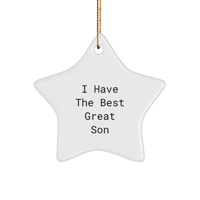 Funny Son Gift Ideas, Unique Star Ornament for Him, 'I Have The Best Great Son' Quote Christmas Decoration - Image 1