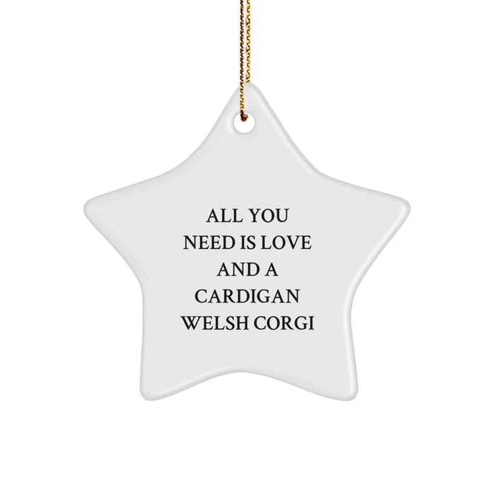 Cardigan Welsh Corgi Dog Christmas Unique Gifts from Men - All You Need Is Love And A Star Ornament for Friends - Image 1