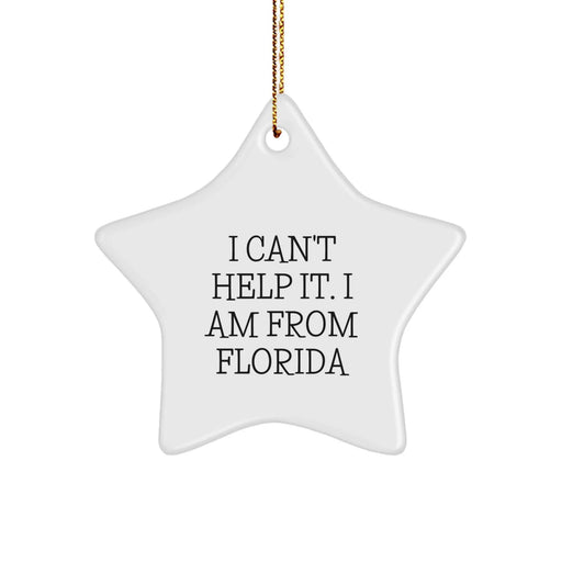 Florida Star Ornament I Can't Help It. I Am From Florida Funny Quote Christmas Unique Gift for Florida Lover's Home Decor - Image 1