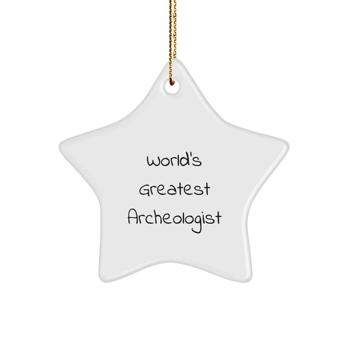 Funny Archeologist Gifts from Friends for Christmas Unique Star Ornaments, World's Greatest Archeologist Quote Star Shaped Decoration - Image 1