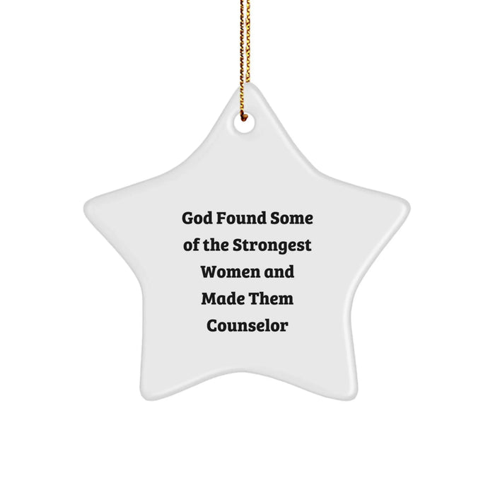 Counselor Star Ornaments, Gifts from Friends, Gifts for Counselor, Funny Quote, Star Ornament, Christmas Unique Gifts - Image 1
