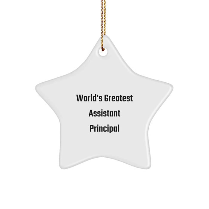 Funny World's Greatest Assistant Principal Gifts from Coworkers for Christmas Unique Star Ornament - Image 1