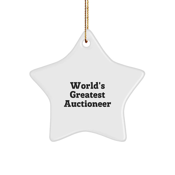 Funny World's Greatest Auctioneer Star Ornament, Gifts from Family for Auctioneer Friends, Christmas Unique Auctioneer Gifts - Image 1