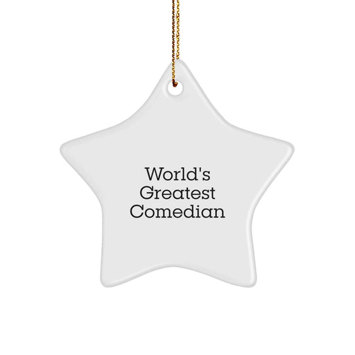 Funny Comedian Gifts from Men to Comedian Friends - World's Greatest Comedian Star Ornament, White, 3.25'' Tall, For Christmas - Image 1