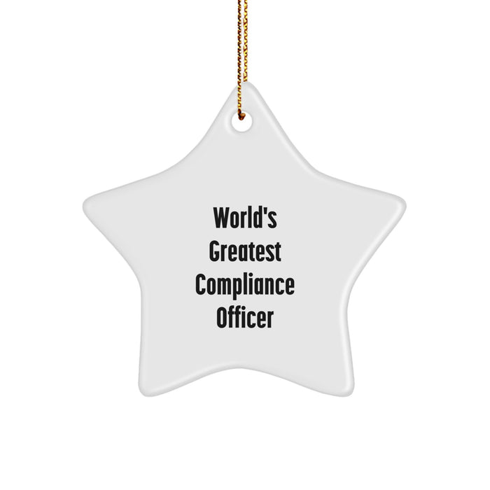 World's Greatest Compliance Officer Funny Star Ornament, Gifts from Family to Compliance Officer, Perfect for Christmas - Image 1