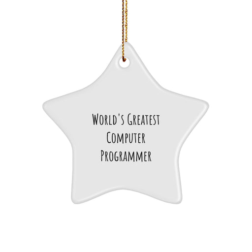 World's Greatest Computer Programmer Star Ornament Funny Gift for Computer Programmer Friends Family Members - White Star Shaped Decoration - Image 1