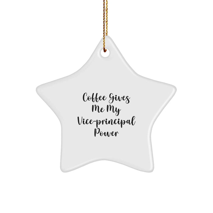 Funny Vice-principal Gifts from Friends for Vice-principal - Christmas Unique Star Ornament - Coffee Gives 'em Power - Image 1