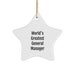 World's Greatest General Manager Star Ornament, Funny Quote Gift for General Manager, Christmas Unique Gifts from Friends - Image 1