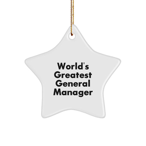 World's Greatest General Manager Star Ornament, Funny Christmas Unique Gift for General Manager from Friends or Family, Star Shaped MDF Decorations - Image 1