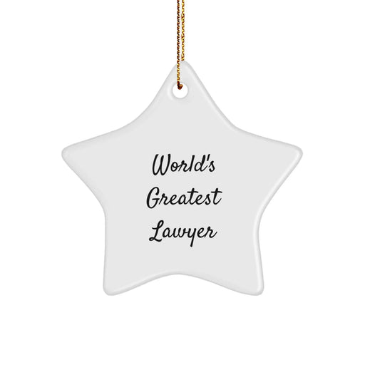 Funny 'World's Greatest Lawyer' Star Ornament, Gifts from Men to Lawyer Friends, Lawyer Christmas Unique Gifts - Image 1