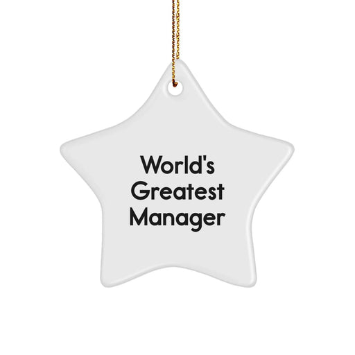 Funny Quote Gifts for Manager, World's Greatest Manager Star Ornament, Christmas Unique Manager Gifts from Men - Image 1