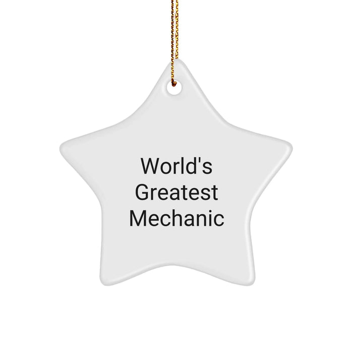 Funny Mechanic Gifts from Friends, World's Greatest Mechanic Star Ornament for Men, Unique Christmas Unique Gifts for Mechanic - Image 1