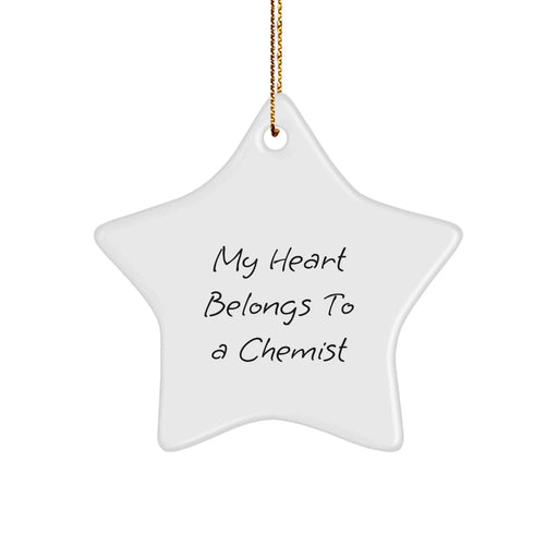 Chemist Love Gifts from Friends and Family, Funny Star Ornament, White, Star Shaped, My Heart Belongs To A Chemist Christmas Unique Gifts - Image 1
