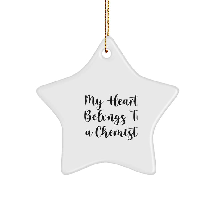 Funny Chemist Gifts - Star Ornament My Heart Belongs To A Chemist - Christmas Unique Gifts from Men to Chemist Friends - Image 1